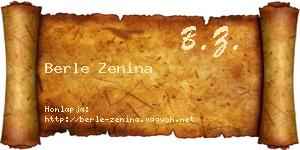 Berle Zenina névjegykártya